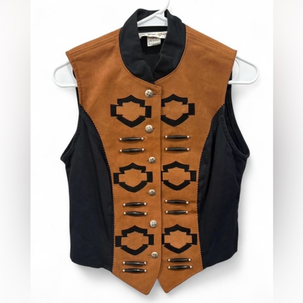 Women's To‎ Dy For Western Faux Suede Appliqué Vest XS Biker Festival Statement